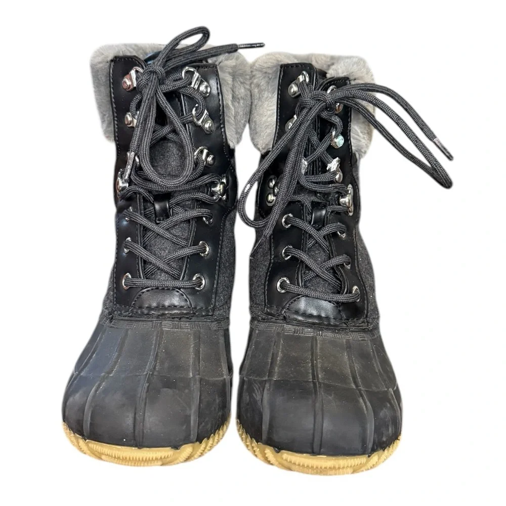 Tommy Hilfiger Rian Gray and Black Winter Boots with Faux Fur Lining Women’s 7
